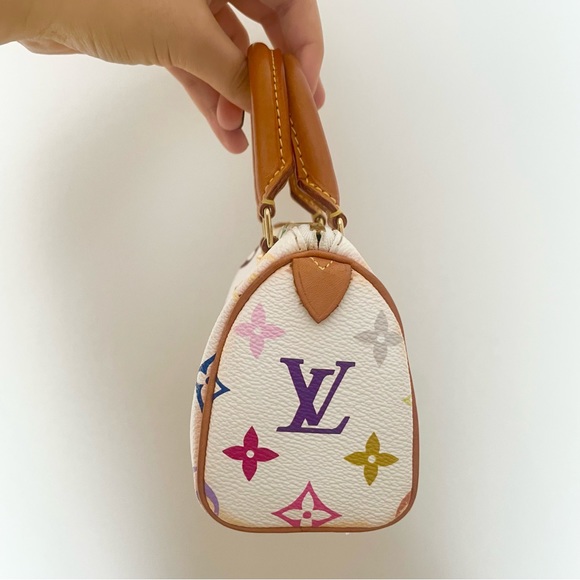 SOLD 🥰🥰Authentic Louis Vuitton White Multicolor Mini Speedy - Picture 3 of 13